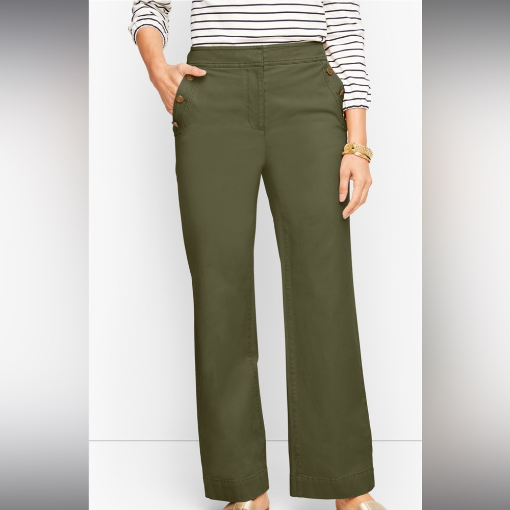 Talbots Green Wide Leg Pants High-Rise Tailored